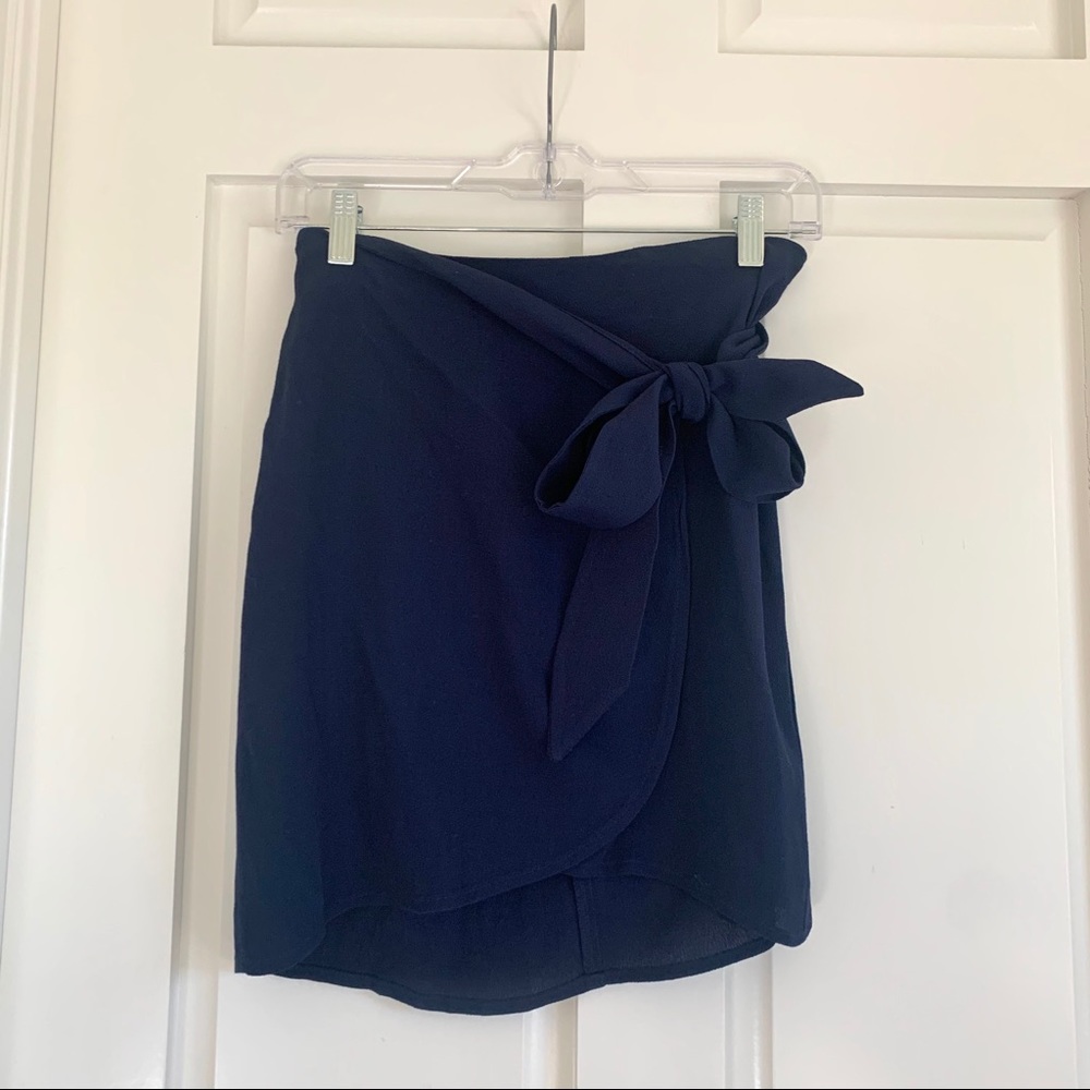 Reformation Navy Wrap Skirt